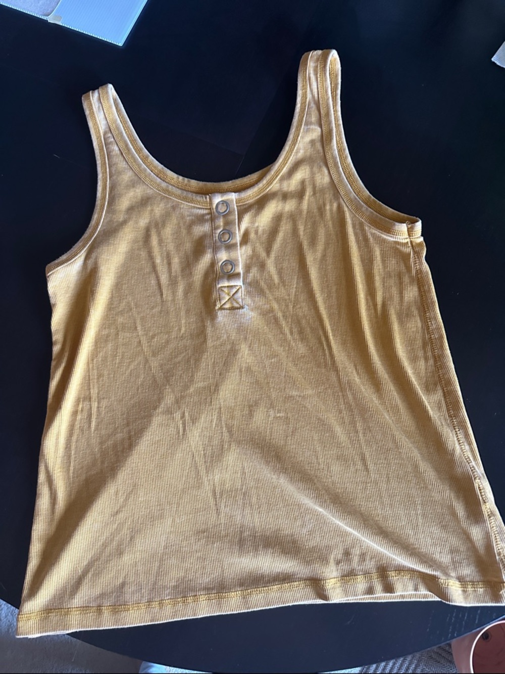 Chaser Mustard Yellow Henley Tank Top